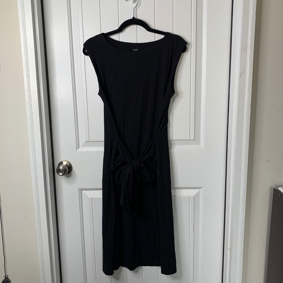 Kal Rieman Black Midi Dress Tie Back Sleeveless Dress Size Small minimalist - Picture 1 of 7